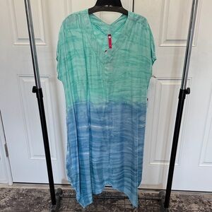 IC COLLECTION Aqua-Turquoise V-Neck Dress